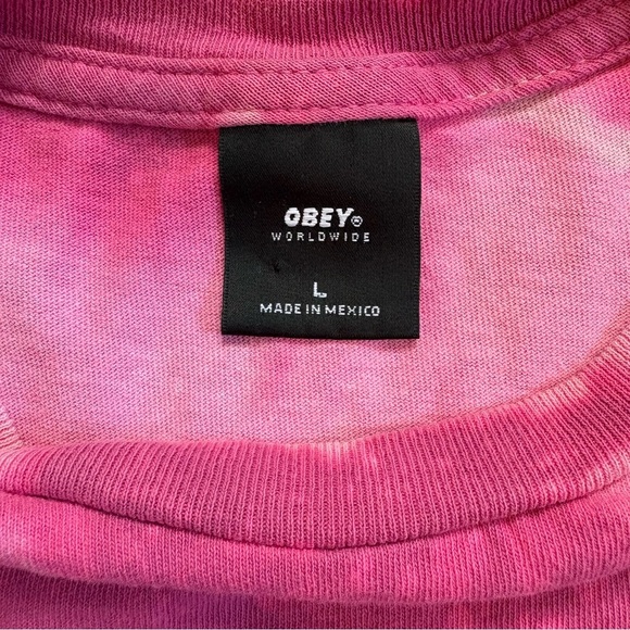 OBEY Graphic Tee Shirt Short Sleeve Pink Large - Picture 3 of 9